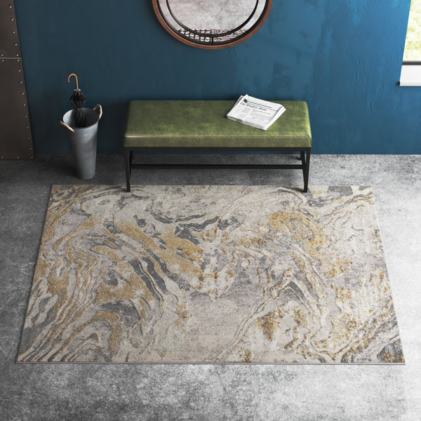 Steelside™ Lovette Abstract Gray/Gold Area Rug & Reviews Wayfair